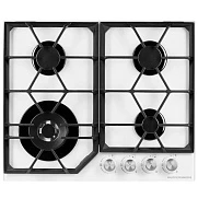  Газовая варочная поверхность Kuppersberg/ Газовая варочная поверхность, закаленное стекло, ширина 60 см, 4 газовые конфорки, WOK конфорка(3,8 кВт), автоподжиг, газ-контроль, чугунные решетки, цвет белый